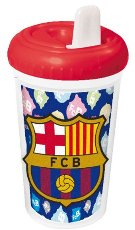 F.C. Barcelona - Vaso con tapa y bebedor, 14 x 8 cm (Seva 7109068)