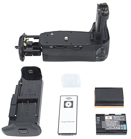 DSTE Supporto professionale BG-E9 BGE9 per fotocamera digitale reflex Canon EOS 60D + telecomando wireless + 2 batterie agli ioni di litio LP-E6