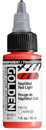 GOLDEN High Flow Acrylics, Transparent Naphthol Red Light, 1 fl. oz. Bottle