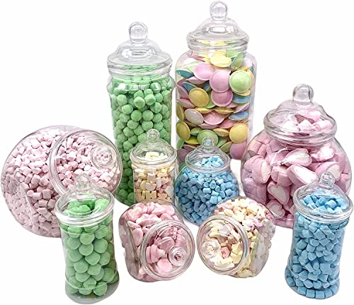 Jars2u - Plastic Party Pack Candy Buffet Sweet Jar Kit -10 Assorted Small Large Jars & Bobble Lids
