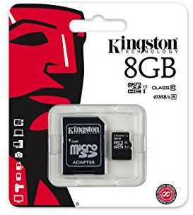 Kingston SDC10G2/8GB microSD Klasse 10 bis zu 45MB/s Speicherkarte (mit SD-Adapter)