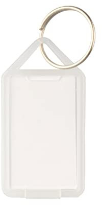 Paulat Klapp-Anhänger, Schlüsselanhänger aus Kunststoff mit Ring, aufklappbar und beidseitig lesbar & beschriftbar, Nr. 12 (mittel), 8 Farben (20 Stück, transparent (19))