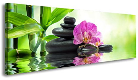 Visario 120 x 40 cm Bild auf Leinwand Spa grün 5721-SCT deutsche Marke und Lager - Die Bilder/das Wandbild/der Kunstdruck ist fertig gerahmt