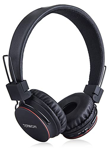 Termichy Casque Audio Enfant, Bluetooth Stéréo Pliable Écouteurs Audio, sans Fil Bluetooth Oreillettes pour Enfant, Microphone Intégré, Limitation de Volume (Noir)