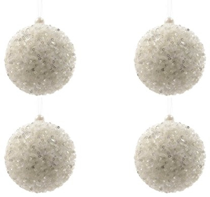 Oferta 4 bolas de Navidad nacaradas blancas de 8 cm para decoración del árbol
