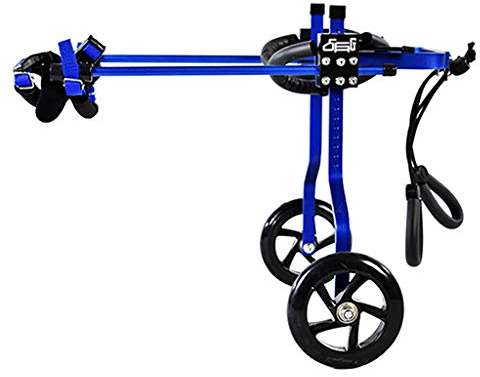 WRRAC-Duschhocker 2 Räder Hund Rollstuhl, Haustier Moped, Hundegehilfe Rollwagen, Größe kann frei eingestellt Werden Pet Rehabilitation Training Car für behinderte Hund, blau