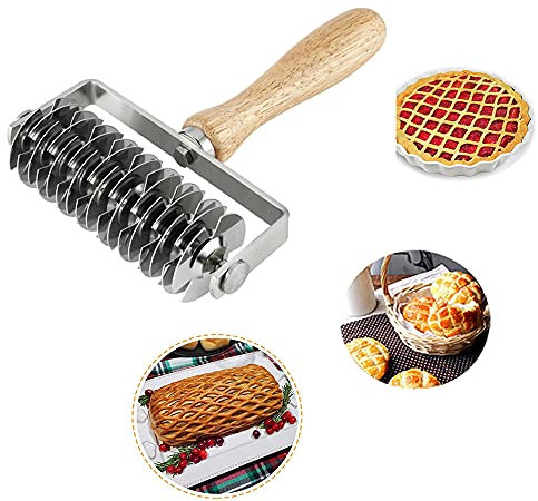 Homemade Stainless Steel Dough Lattice Roller Cutter Bread Pastry Baking Tool Dough Docker Needle Roller Wheel
