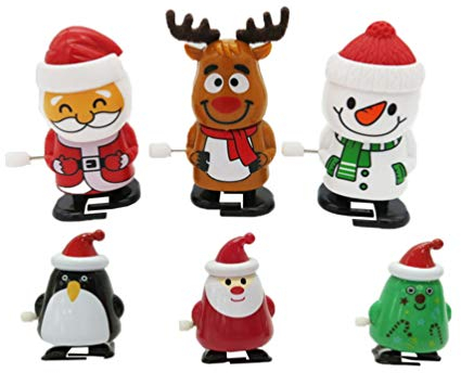Tomaibaby 6 Stücke Weihnachten Aufziehspielzeug Weihnachtsmann Figur Schneemann Dekofigur Rentier Pinguin Aufziehfigur Deko Figuren für Kinder Baby Wind Up Uhrwerk Spielzeug
