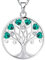 YL Collar Árbol de la Vida para Mujer Plata de Ley 925 Colgante de Árbol Genealógico de Circonita verde con Piedra Natal de Mayo, 45 + 3 CM