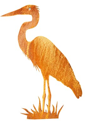 99PANDAS Pandas Garden | Großer Fischreiher aus Edelrost | 105cm großer Reiher für Teich, Garten,Bodenstecker