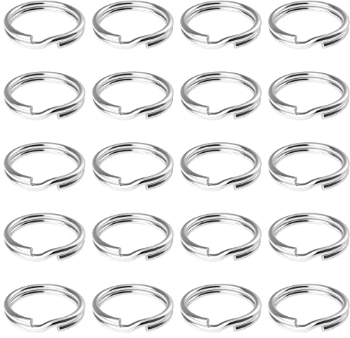 Uniclife 100 Stück 20 mm Schlüsselringe Schlüsselanhänger mit Doppelschlaufen, kleine Metallringe, Verbindungsstücke für Schmuck, Halsketten, Armbänder, Ohrringe, Basteln, Ornamente und DIY-Kunst