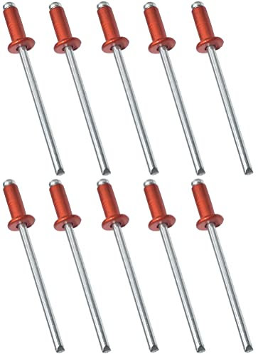 AERZETIX - C48069 - Lot de 10 Rivets aveugles standard Ø4x10mm - couleur rouge feu RAL 3000 - DIN 7337 - rivet pop à rupture de tige - en acier/aluminium