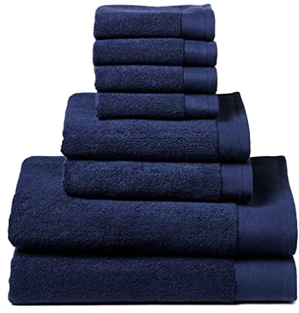 Cottera® Handtücher 8er Set in Blau | Premium Hotel & Spa Qualität | 2 Duschtücher 70x140, 2 Handtücher 40x70, 4 Gesichtstücher 30x30 | 100% feinste Baumwolle 600 g/m² | Made in Portugal, nachhaltig