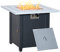 Outsunny Square Propane Gas Fire Pit Table, 40000 BTU Rattan Smokeless Firepit Patio Heater with Lava Rocks and Lid, 71cm x 71cm x 62cm, Black
