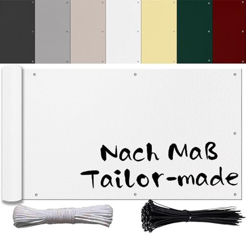 Ufamiluk balkonbespannung 80 cm hoch Tuch Kunststoff Wetterfest Blickdichte UV-Schutz Windschutz Balkon für Garten Balkon Zaun Terrassen Swimming Pool Weiß Weiss 80x150cm