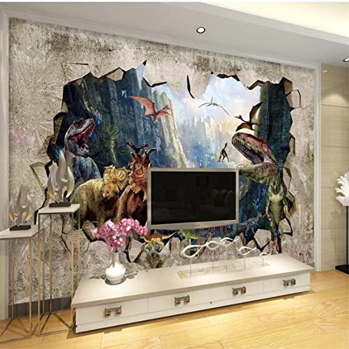 YABAOST Fotomurales Xxl 200X100Cm Fotomural Tv Foto Mural Pared 3D Montañas Animales Dinosaurios Fotomurales Decorativos Papel Tapiz Estéreo 3D Fotomurales 3D Fotomural Vinilo Papel Pintado