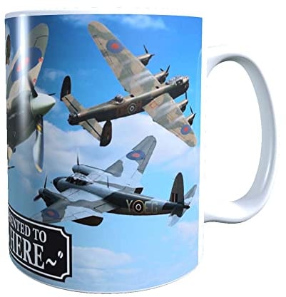 Ashby's Multicolour WWII Iconic War Planes Spitfire Lancaster Personalised Mug Gift - Ceramic - 11 Fluid Ounces - Classic Style - Medium Size - Microwave Safe - Perfect For Home - Coffee Mug