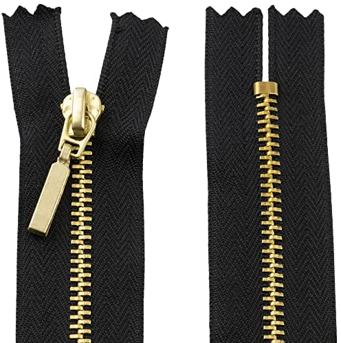Aerzetix - C61471 - Cerniera Lampo Non separabile 50cm in Metallo con tiretto Decorativo - Colore: Nero - cursore Jeans Gilet pelletteria Cucito Abito Pantaloni merceria