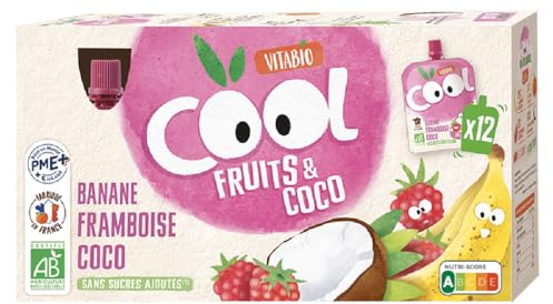 Vitabio Cool Fruits - Banane Framboise lait de Coco - BIO - 12x85g
