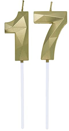 Geburtstagskerzen Zahlen 1 und 7, 1. order 7. Geburtstag Zahl Kerzen 17. Geburtstagskerzen Cake Topper 71. Geburtstag Kuchendeko Kuchen Dekoration, für Hochzeit Party Hochzeit Jahrestag Feier Gold