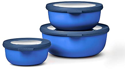 Mepal - Ensemble de 3 Bols Multifonctions Cirqula Rond - Boîtes Conservation Alimentaire avec Couvercle - Convient pour le Réfrigérateur, Micro-ondes & Congélateur - 350, 750, 1250 ml - Vivid blue