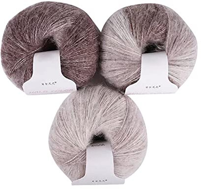 Wolle Farbverlauf Zum Häkeln,3 Knäuel Weiches Mohairwolle mit Seide zum Stricken,Batik Wolle mit Farbverlauf Mehrfarbig 30g Strickwolle Häkelwolle, Bunt Baumwolle Garn Set für Häkeln & Stricken
