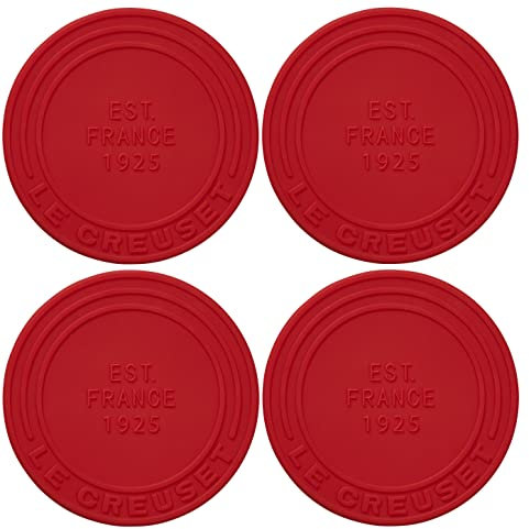 Le Creuset Silikon-Untersetzer (est. 1925), 4 Stück, Kirschrot