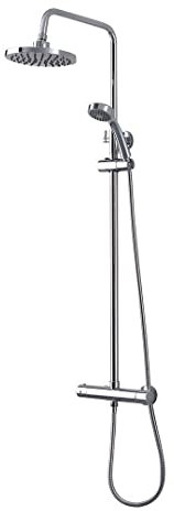 Kiamami Valentina Colonne de Douche avec mitigeur thermostatique, tête de Douche Fixe et douchette à Main à Jet Unique