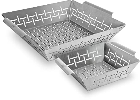 grillart® Premium Grillkorb + XL Grillkorb Edelstahl, Fisch Grillkorb und Grillschale verwendbar – universell einsatzbar und besonders langlebige Grillpfanne für den Grill - Grillzubehör