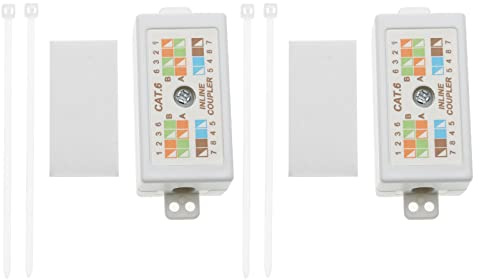 EMSea 2 st RJ45 Cat 6 Gigabit Inline Punchdown Krone kopplare sammanfogare modul anslutning nätverkskoppling för Ethernet-kablar tillbehör 63 x 26 x 25 mm vit