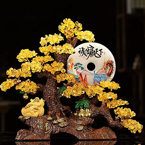 CLoxks Kristallbaum Lucky Golden Toad Ornament Crystal Fortune Tree Jade Ping An Buckle Home TV Schrank Desktop New Home Housewarming Dekorationen Feng-Shui-Bonsai