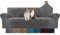 YSTELLAA Samt Sofabezug 4 Sitzer, Stretch Sofa Überzug, Sofaschoner rutschfest, Elastischer Couch Überzug, Sofa Cover Mit Armlehnen, Couchüberzüge Sofaschutz Katze, Grau