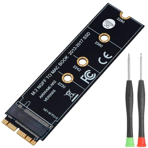 Xiatiaosann M.2 NVME SSD Convert Adapter Card, NGFF M.2 NGFF M-Key AHCI SSD Convert Card for Upgrade MacBook Air (2013-2017), with T0.8 Screwdriver, T1.2 Screwdriver