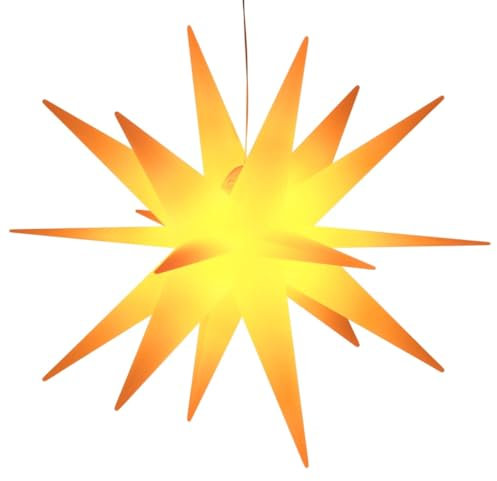 vidaXL Weihnachtsstern, Faltbar Beleuchtet Adventsstern mit LED, Wasserdicht Weihnachtsbeleuchtung mit Timer, Leuchtstern Weihnachtsdeko für Innen Außen, Gelb 57 cm