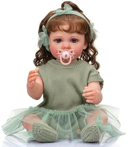 HEHUZY Reborn Puppe 22 Zoll 55cm Lebensecht Babypuppe Wie Echtes Baby Silikon Neugeborene Baby Toddler Mädchen Mit Weicher Stoffkörper