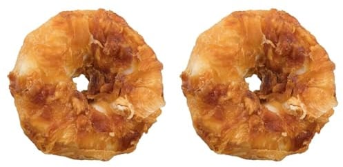 TRIXIE zuckerfreier und glutenfreier Hühnchen Kauring Denta Fun Chicken Chewing Rings, ø 6 cm, 2 St./110 g - 31332 (Packung mit 2)