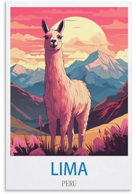 UnNiQ Lima Peru Vintage-Reise-Poster, 20 x 30 cm, Leinwandbild, Wandkunst, Wanddekoration, Bilder, Drucke für Wohnzimmer Schlafzimmer