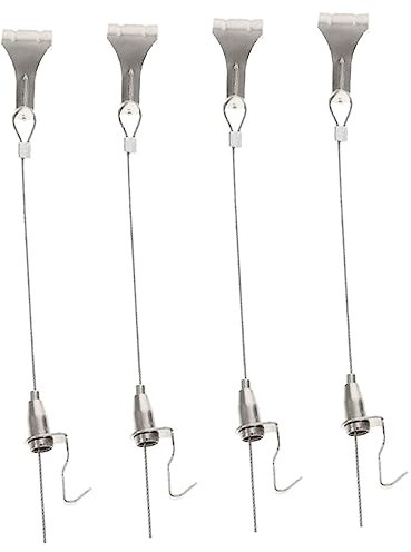 4 Sätze Bilderschienenhaken Kordelhaken aus Edelstahl led heißluftballon solar Bilderschienenaufhänger Stahldraht Spiegelschiene Kettensäge Bilderhaken Führung Rostfreier Stahl