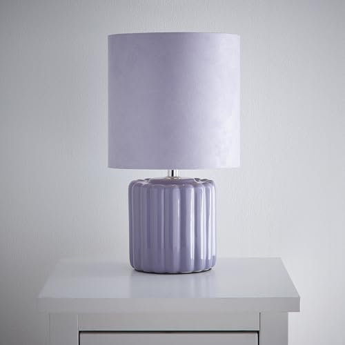 Zoe Lilac Ceramic Table Lamp with Matching Velvet Shade