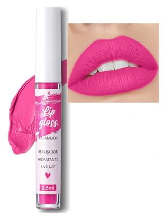Matte Liquid Pink Lipstick, Hot Pink Lip Stain, Waterproof Non-Sticky Full-Coverage Lip Gloss, Bright Pink Liquid Lipstick Quick Dry Tinted Lip Balm, Lipsticks for Women