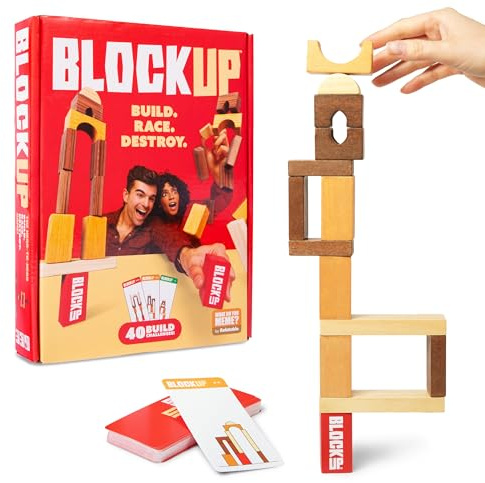 What DO You Meme? Block Up by Relatable, Exciting Tower Game for Kids & Adults Family Game Night, Great Building Toys Kids Games, Includes 28 Blocks, 40 Blueprint Cards, and Instructions