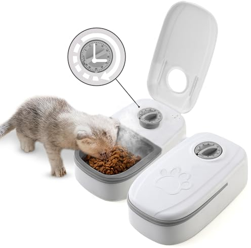 Automatic Cat Feeder With Timer - 2-Meal Dispenser for Wet and Dry Food, 700ml Capacity, 48H Pet Feeding Station for Cats