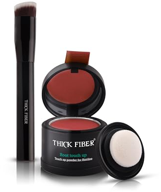 THICK FIBER Polvere per ritocchi alla radice, polvere per coprire l'attaccatura dei capelli per capelli sottili - Set correttore per la caduta dei capelli resistente all'acqua e al sudore con polvere