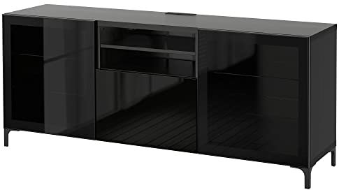 BESTÅ TV-Bank mit Schubladen, 180 x 40 x 74 cm, schwarz-braun