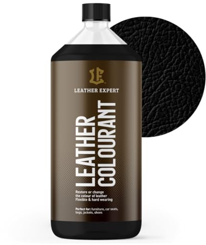 Sehr Deckend Wasser Lederfarbe Schwarz - 1L Leather Paint für Natur und ÖkoLeder - Leather Dye Ohne Alkohol für alle Lederaccessoires - Reißt oder Blättert Nicht ab