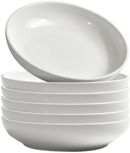homEdge Lot de 6 bols à pâtes en porcelaine pour salade, soupe, spaghetti, pâtes, 887 ml, blanc