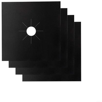 4 x Gasherd-Schutzfolie, Herdabdeckung, Herdplatte, wiederverwendbar, Schutzfolie, Antihaftbeschichtung, Gasherd, Küchen-Kochgeschirrteile