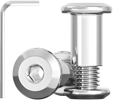 20 vis de raccordement M4 x 20 mm, manchon en acier inoxydable A2 V2A, connecteurs pour meubles et armoires avec clé hexagonale, pour briques en bois