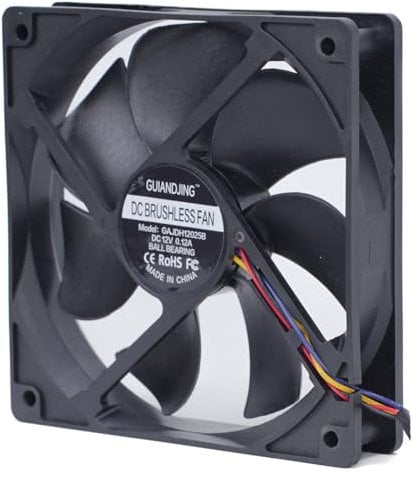 GUIANDJING 1225 Cooling Fan 12cm 120mm X 25mm 5 Inch DC 12V 4Pin PWM Ball Bearing Brushless for DIY Computer PC Case Fan