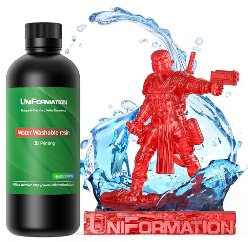 UNIFORMATION 3D Drucker Resin Water Washable Resin Wasserabwaschbares Harz Leicht zu reinigen Schnell UV-hrtendes 3D-Druckerharz Photopolymer Geringe Viskositt Schnelles 3D-Harz für Klar Rot 1KG